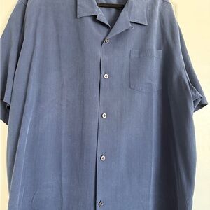 Tommy Bahama Men’s Casual Blue Button Down 100% Silk Shirt